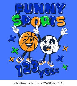 VECTOR FUNNY SPORTS COLLEGE FRIENDS