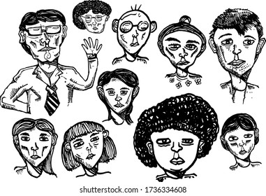 vector of funny style face 