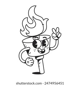 Vector Funny Torch Cartoon Celebrate 4th July Illustration Isolated