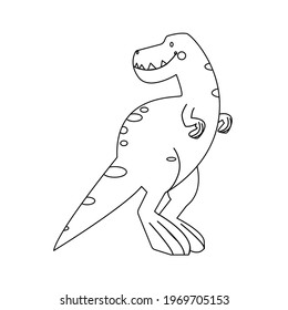 Vector funny t-rex coloring page. Abstract dinosaur isolated on white background.