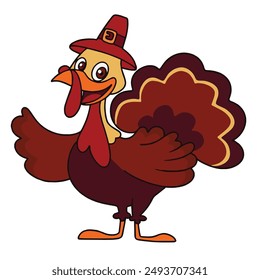 Vector funny turkey is isolated on the white background