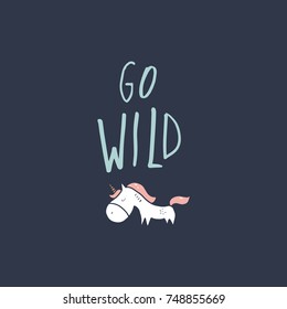 Vector funny unicorn and inscription "Diva". Poster, postcard, sticker, print, label, elements for design and other.
