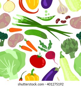 Vector funny vegetables pattern. Vegetables seamless background