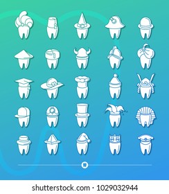 vector funny wisdom tooth characters icons set