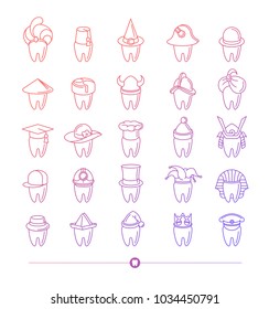 Vector funny wisdom tooth characters icons set