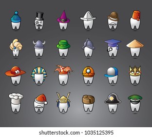 vector funny wisdom tooth characters icons set