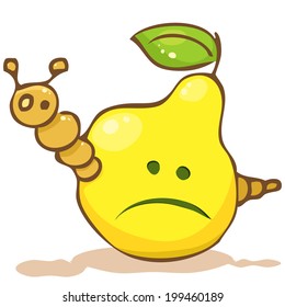 Vector. Funny worm in the pear
