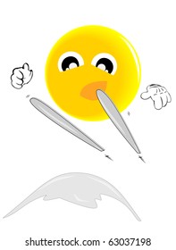 vector funny yellow ball the skier