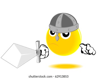 vector funny yellow ball with sword