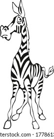 Vector de una cebra divertida, diseño sobre fondo blanco. Animales. Salvaje. Caballo. Ilustración vectorial en capas fácil de editar.