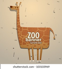 vector funny zoo banner, giraffe