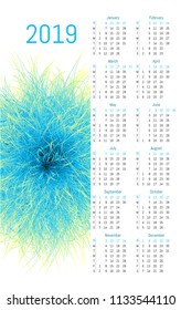 Vector fur design calendar 2019.