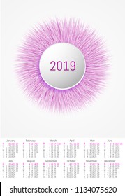 Vector fur design calendar 2019.