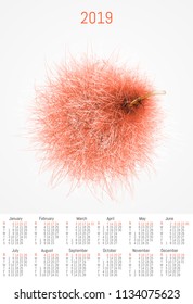 Vector fur design calendar 2019.
