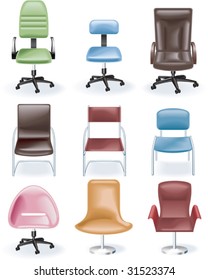 Vector furniture icon set. Chairs