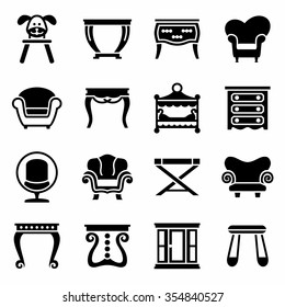 Vector Furniture icon set on white background