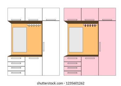 
Vector furniture in the kitchen and white background.