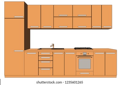 
Vector furniture in the kitchen and white background.