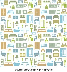 Vector furniture seamless pattern background 3