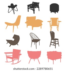 vector furniture silhouettes and Modern chairs