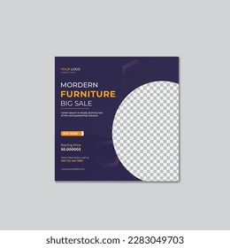 Vector furniture social media post design and square banner design template