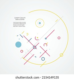 Vector future geometry connect. Abstract simple visual creative illustration. Circular elements. Creative pattern with abstract geometric objects. Modern design with dots and lines and dotted circles