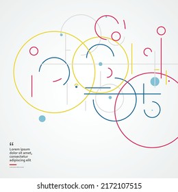 Vector future geometry symbol. Abstract illustration. Circular elements. Creative pattern with abstract geometric objects. Modern design with dots and lines and dotted circles