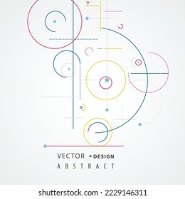 Vector future geometry symbol. Abstract illustration. Circular elements. Creative pattern with abstract geometric objects. Modern design with dots and lines and dotted circles