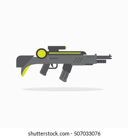 Vector future gun assault rifles illustration isolated on white background 