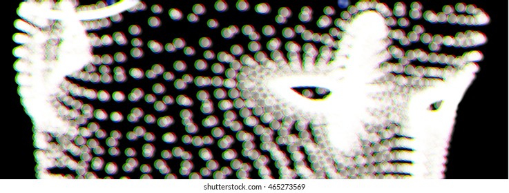 Vector Future head neon clitch color on black background Face Scanning. Can be used for Avatar