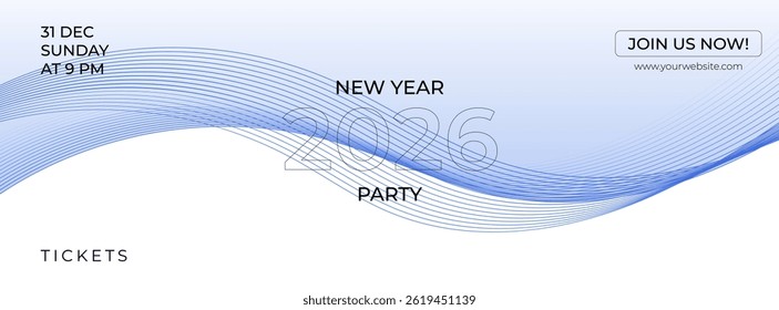 Vector Futuristic Abstract Wave Banner for New Year 2026 Party Celebration