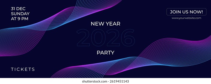 Vektor Futuristische abstrakte Welle Banner für Neujahr 2026 Party-Feier
