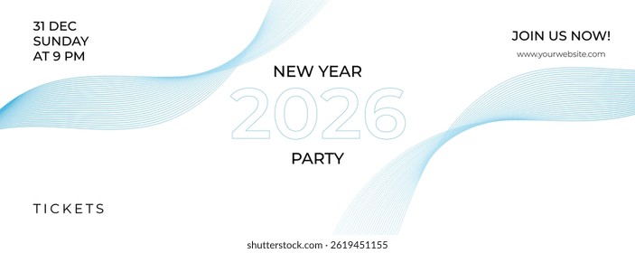 Anuncio futurista de la onda Abstractas del Vector para la celebración Nueva del partido del año 2026