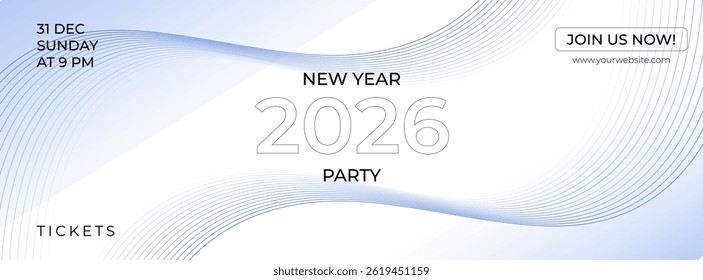 Anuncio futurista de la onda Abstractas del Vector para la celebración Nueva del partido del año 2026