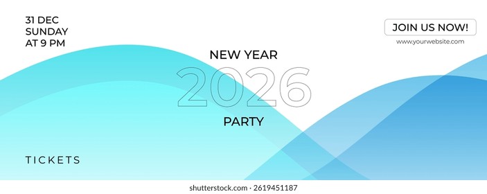 Anuncio futurista de la onda Abstractas del Vector para la celebración Nueva del partido del año 2026