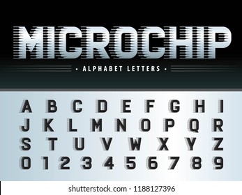 Vector of Futuristic Alphabet Letters and numbers, Microchip Techno stylized fonts, Minimal Letters set for sci-fi,Technology,Hi-tech,digital,Geometric,circuit Board, Electronics,computer,Fast Speed