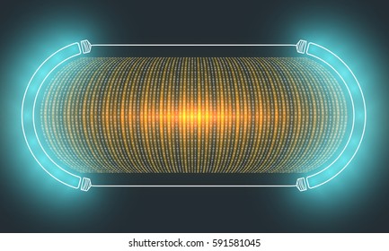 Vector futuristic vector backdrop with binary code and blue lights