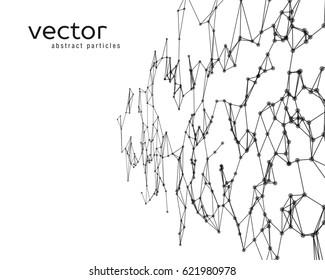 Vector futuristic background with black abstract particles.