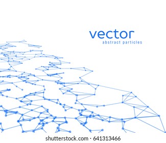 Vector futuristic background with blue abstract particles.