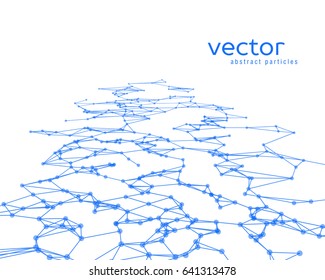 Vector futuristic background with blue abstract particles.