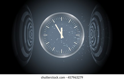 Vector futuristic background with circular objects and watches
