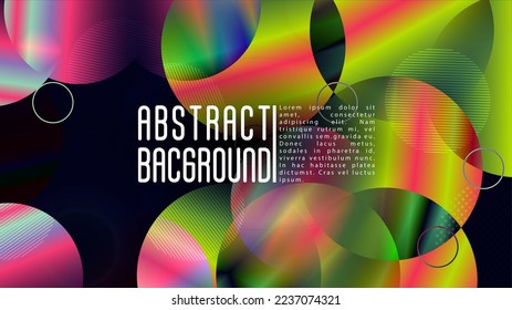 Vektorfuturistischer Hintergrund mit Farbverlauf-Mesh-Holografie-Kreisen. Zukünftiges Minimal Web Design mit abstrakter Komposition. Memphis Print für Ihr Business Layout.