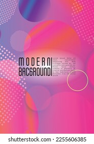 Vector Fondo Futurista con Círculos Holográficos de malla gradiente. Diseño de plantillas gráficas de Hipster con líneas, puntos, formas redondeadas. Impresión de Memphis para su diseño de negocio.