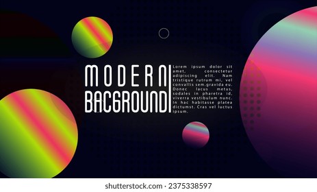 Vector Fondo Futurista con Círculos Holográficos de malla gradiente. Diseño de plantillas gráficas de Hipster con líneas, puntos, formas redondeadas. Impresión de Memphis para su diseño de negocio.