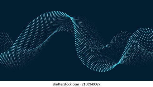 Vector futuristic background with particle waves. Abstract technology and chaos concept. 