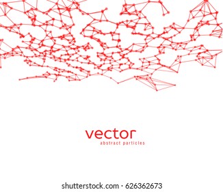 Vector futuristic background with red abstract particles.