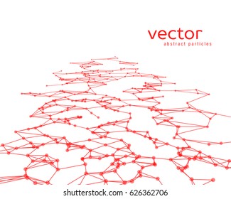 Vector futuristic background with red abstract particles.