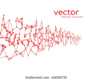 Vector futuristic background with red abstract particles.