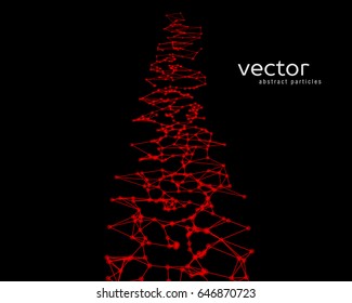 Vector futuristic background with red abstract particles.