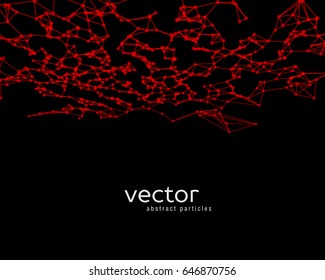 Vector futuristic background with red abstract particles.